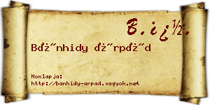 Bánhidy Árpád névjegykártya