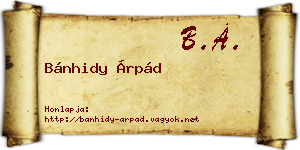 Bánhidy Árpád névjegykártya