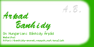 arpad banhidy business card